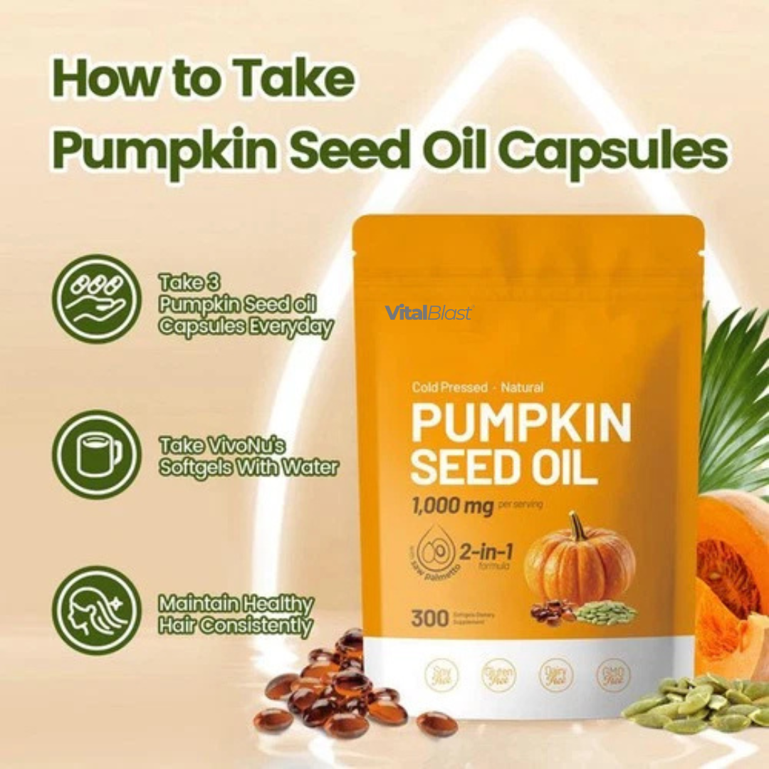 Natural pumpkin seed oil and saw palmetto softgel 1000mg high content plant esters 300 capsules