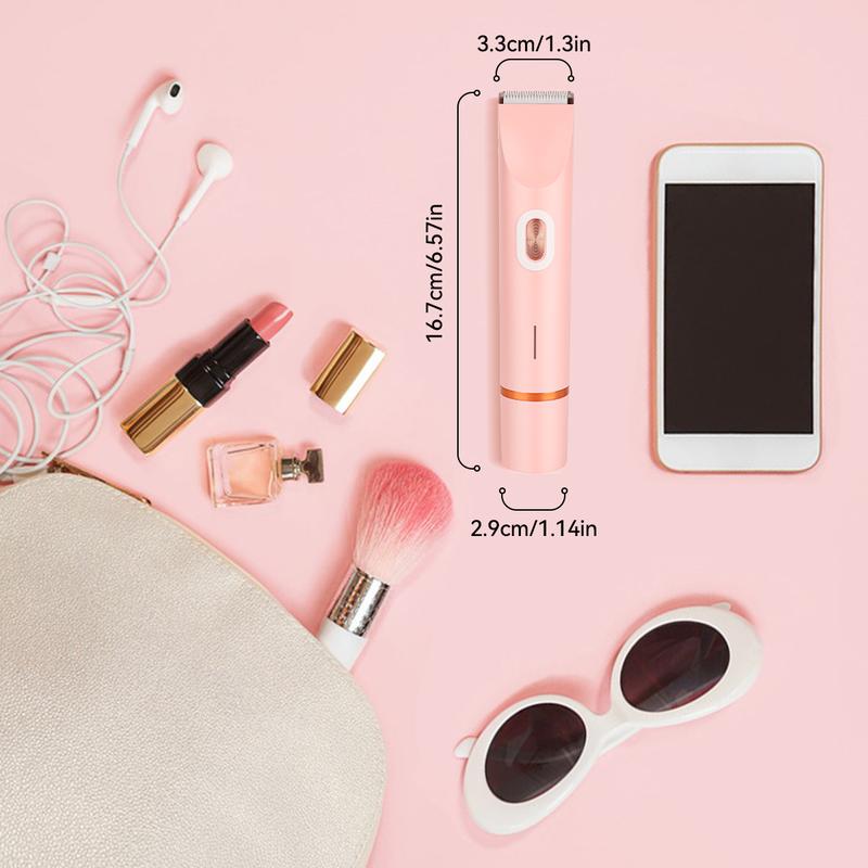 Recortadora de Bikini para mujer, afeitadora y depiladora eléctrica 2 en 1 para cuerpo y rostro con diseño de doble cabezal para un recorte suave e indoloro del vello púbico