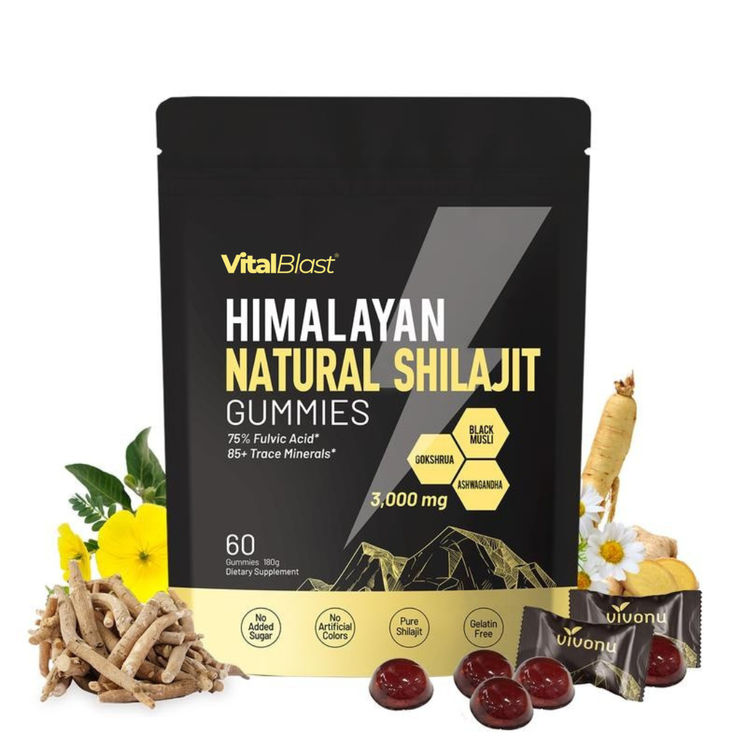 Himalayan Shilajit Gummies | Mit Ashwagandha Gokshura & anderen Kräutern | Ohne Zuckerzusatz | 60 Gummies