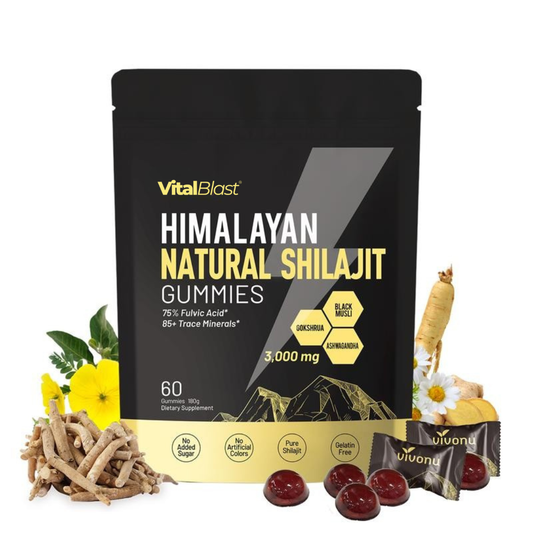 Himalayan Shilajit Gummies | Mit Ashwagandha Gokshura & anderen Kräutern | Ohne Zuckerzusatz | 60 Gummies