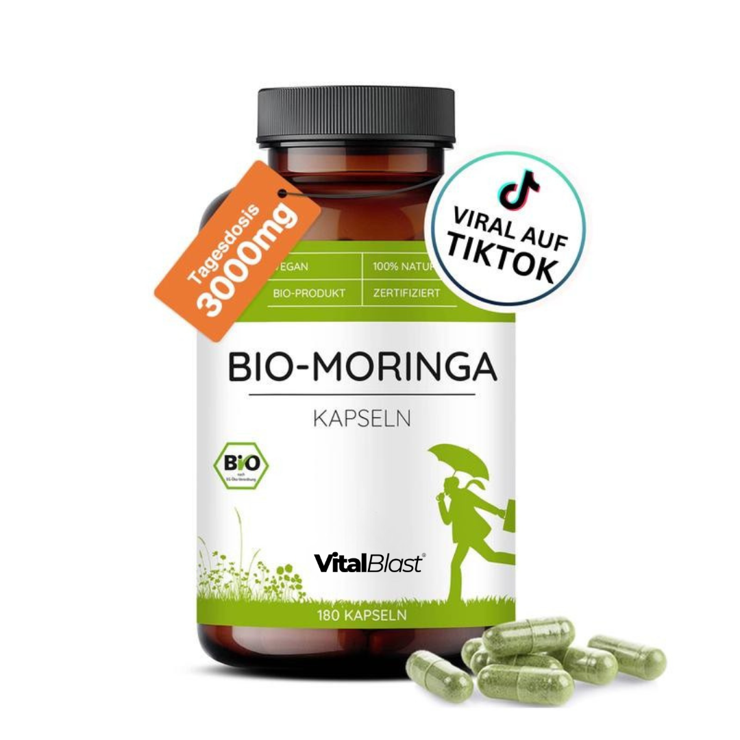 Bio Moringa Kapseln I 3000mg Tagesdosis I 180 Moringa-Kapseln hochdosiert