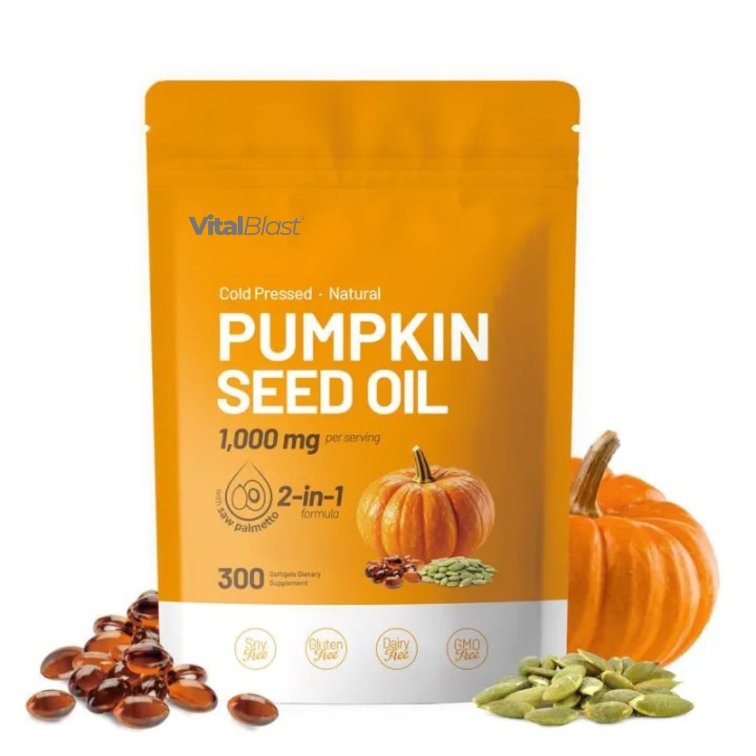 Natural pumpkin seed oil and saw palmetto softgel 1000mg high content plant esters 300 capsules