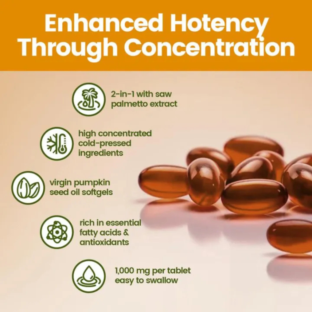 Natural pumpkin seed oil and saw palmetto softgel 1000mg high content plant esters 300 capsules