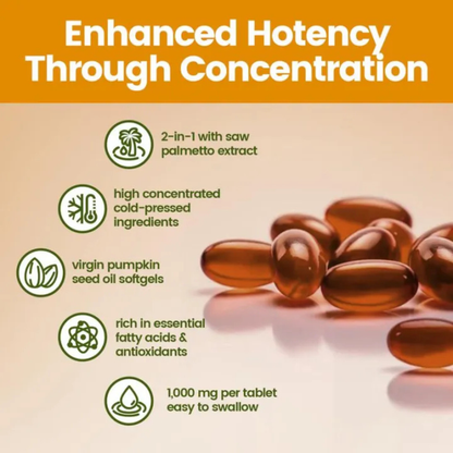 Natural pumpkin seed oil and saw palmetto softgel 1000mg high content plant esters 300 capsules