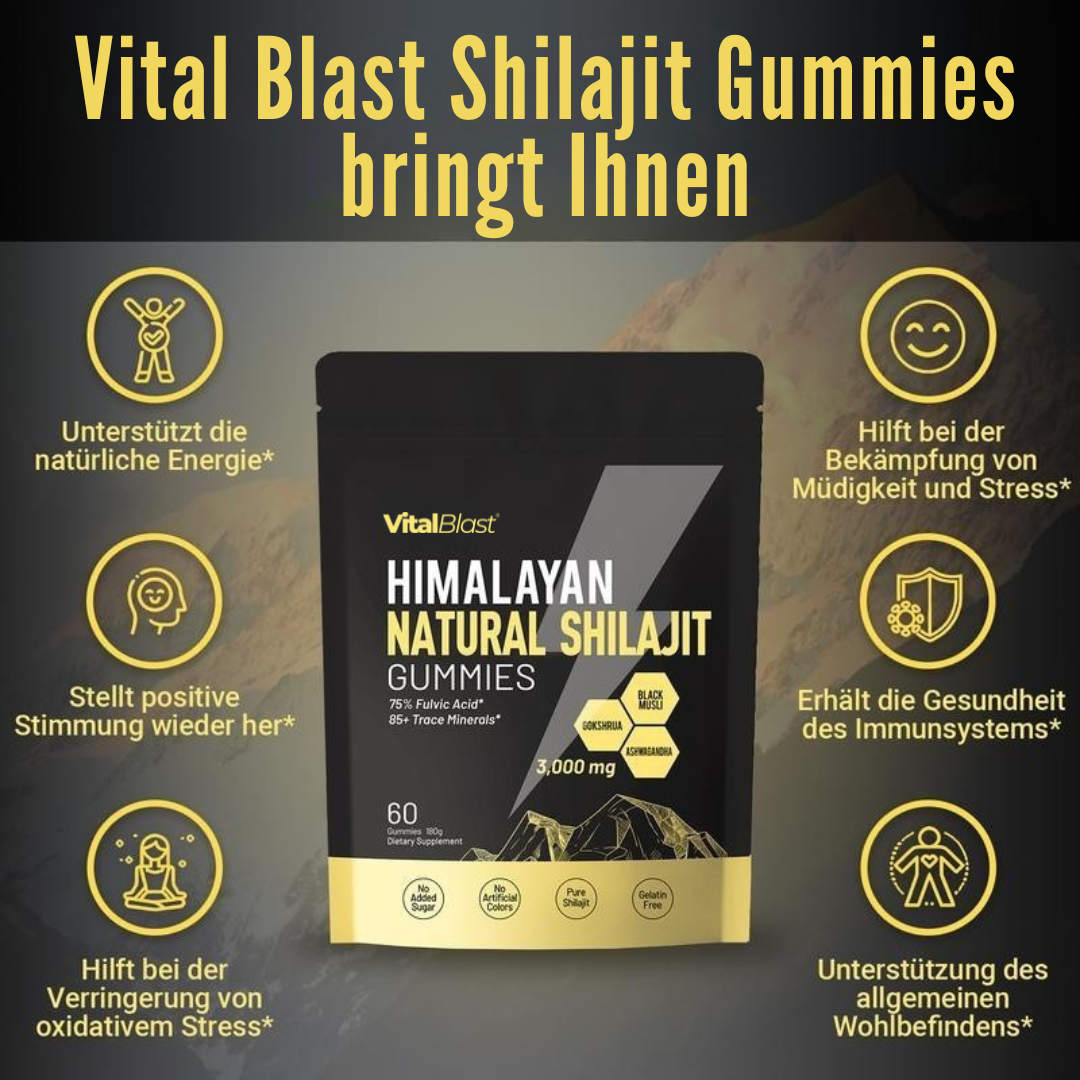 Himalayan Shilajit Gummies | Mit Ashwagandha Gokshura & anderen Kräutern | Ohne Zuckerzusatz | 60 Gummies