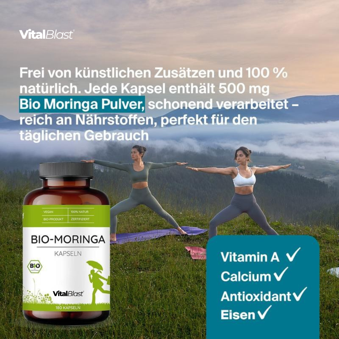 Bio Moringa Kapseln I 3000mg Tagesdosis I 180 Moringa-Kapseln hochdosiert