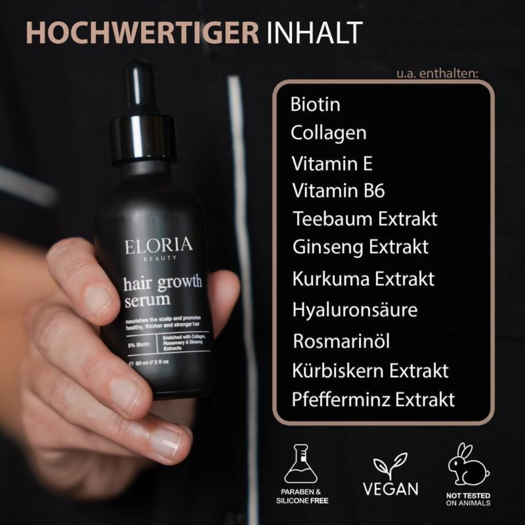 Hair growth serum - Haarserum mit 5% Biotin & Rosmarin-Ginseng-Extrakt für stärkeres Haar
