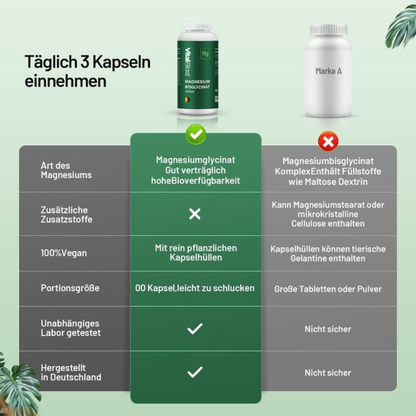 Magnesium Bisglycinat Kapseln - 180 Kapseln/Magnesium Glycinat 270 Kapseln