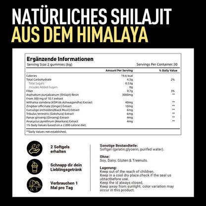 Himalayan Shilajit Gummies | Mit Ashwagandha Gokshura & anderen Kräutern | Ohne Zuckerzusatz | 60 Gummies