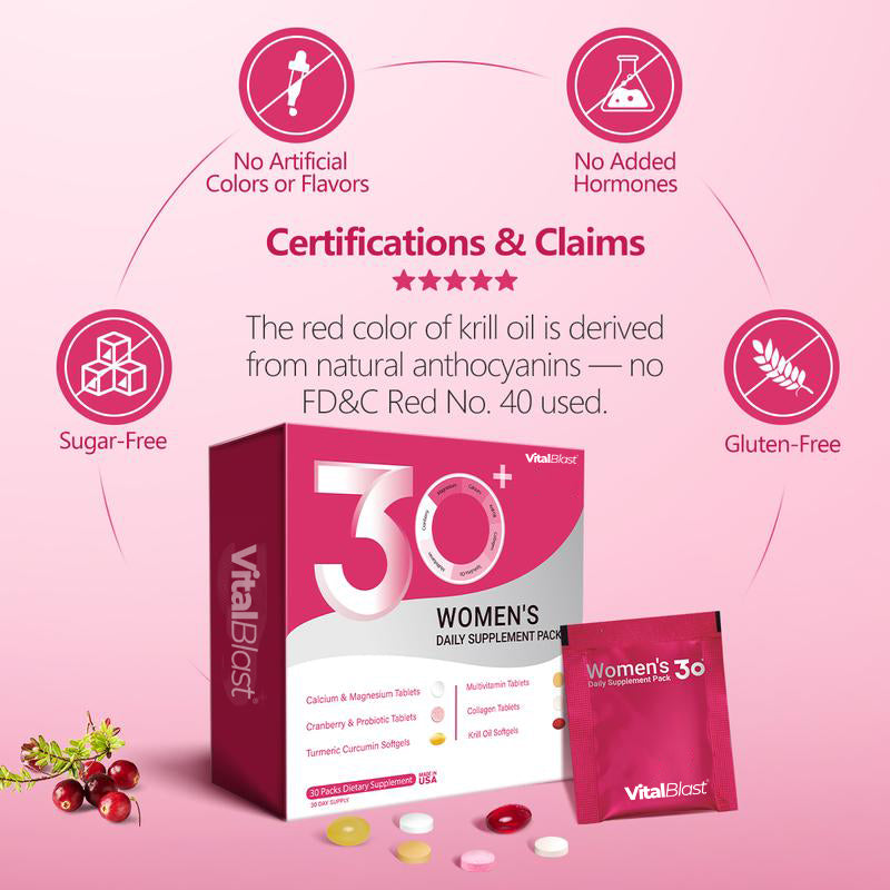 Beautypack Women’s Daily Supplement | Multivitamin, Calcium, Magnesium, Cranberry, Probiotics, Turmeric, Collagen, Krill Oil